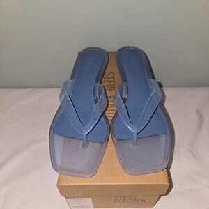 Steve Madden Tracie Jelly Light Blue Thong with Kitten Heel, W Size 7, NIB